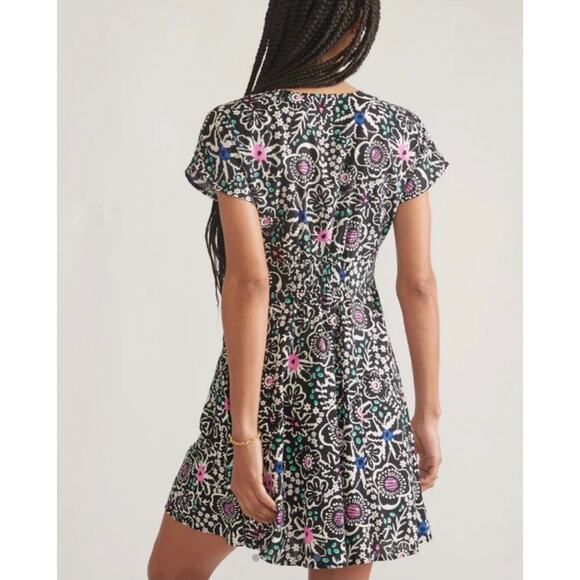 Marine Layer Camila Mini Dress Floral Block Print Black Pink NWT Size Medium - Picture 3 of 7